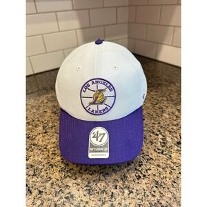 Los Angeles Lakers Hat '47 Clean Up Adjustable White Purple NBA Cap
